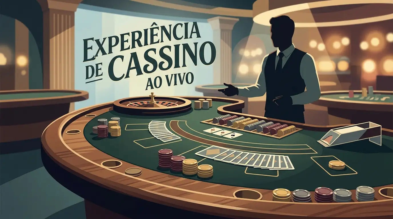 Ilustração editorial de uma mesa de casino ao vivo sem marcas